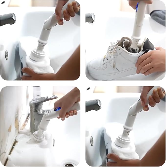 Cordless Automatic Rotation Tool Featuring Multiple Brush Head for Efficient Electric Brush
