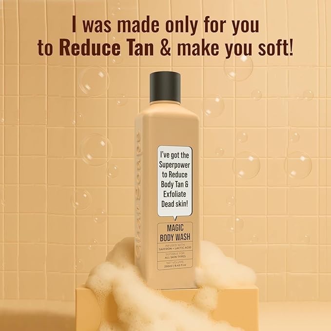 Body Wash for Tan Removal | Exfoliating Body Wash with Saffron Lactic Acid &amp Niacinamide | Detan body wash | Removes Tan &amp Evens Skin Tone | Paraben &amp SLS Free (8.45 fl.oz)