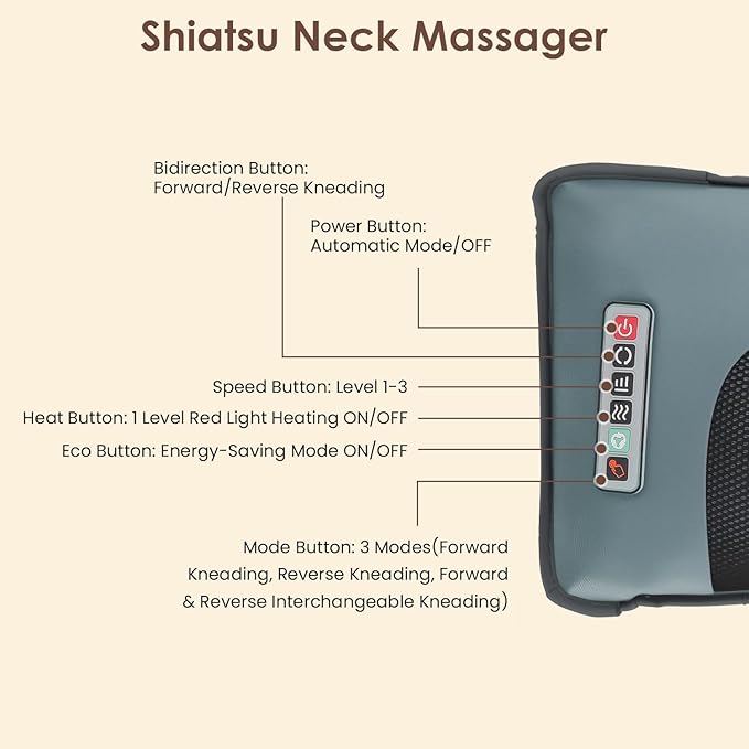 Flannel Full Body Massage Mat Heat Massage Pad with Detachable Shiatsu Neck Massager Multifunctional Massage Chair Pad with Carry Bag Earplugs Anti-Slip Bottom for Office Home