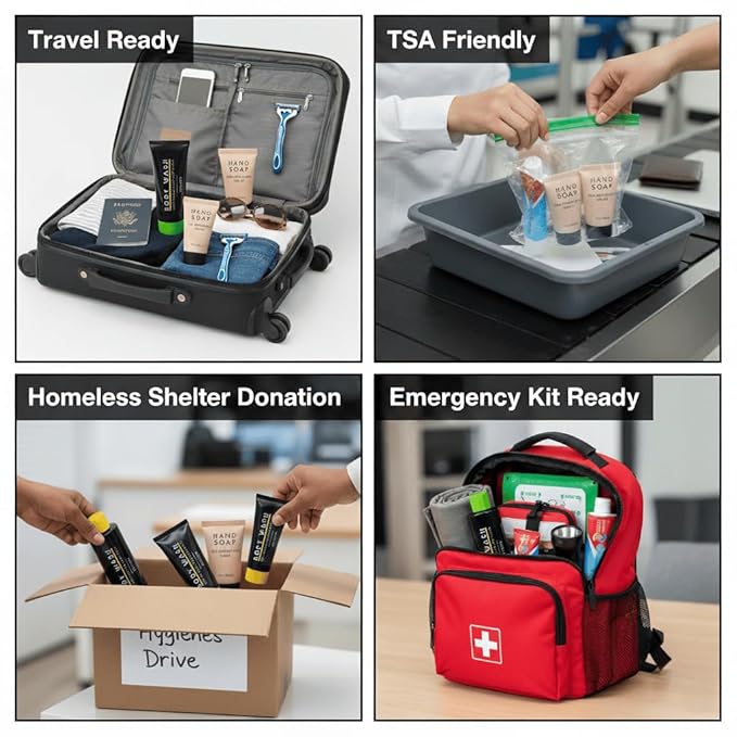 Trail maker 100 Pack 1 Oz. Body Wash - Hospitality Hotel Travel Homeless Shelter Donation Charity Drive Disaster Relief Supplies - 100 Bottles