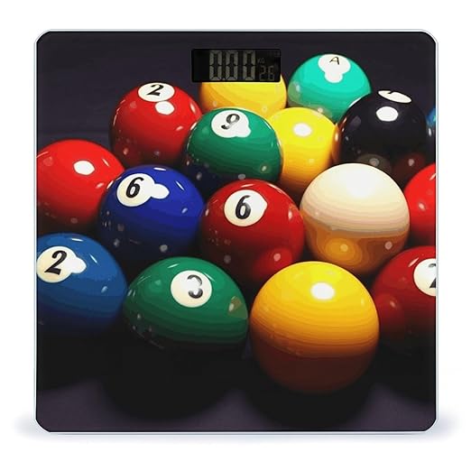 Color Billiards Scale with LCD Precision Weighing Scales Sturdy Tempered Glass Weight Scales Easy-to-Read Anti-Slip Weight Digital Bathroom Scale for Daily
