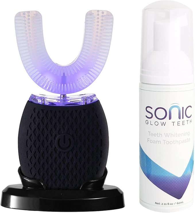 Ultrasonic Toothbrush for Adults - Automatic Electric Toothbrush with Soft Bristles Rechargeable Portable Waterproof Design 30s Timer Wireless Charging Dual-Use for Travel &amp Home (Black)
