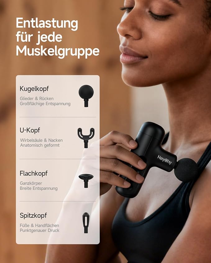Super Mini Massage Gun Deep Tissue Handheld Muscle Massager with 4 Heads Percussion Travel Size Massager Gun for Back Pain Relief Quiet for Home Gym Office Perfect for Men &amp Women Black