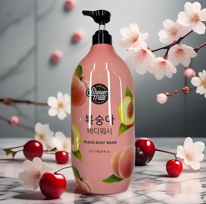 Shower Mate Peach Body Wash Pink 40.57 fl oz Fruit-Scented Bath and Shower Gel 1.2L