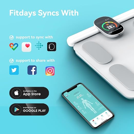 Fitdays Body Health Pod Scale View 5 Metrics Without Phone 8-Electrode Smart Scale with BMI Body Fat Muscle Mass Offline Body Composition Analyzer FSA&ampHSA Eligible
