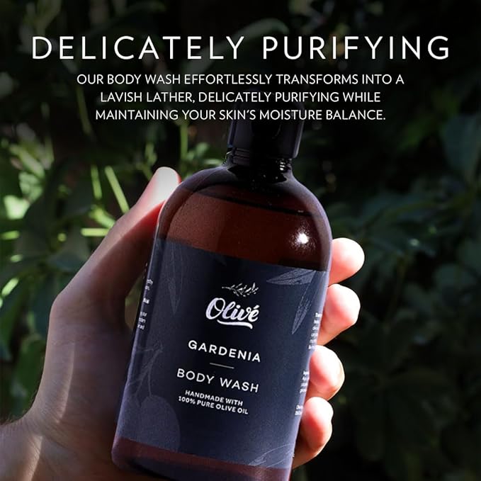 100% Pure Olive Oil Body Wash with Gardenia Scent – Made with Natural Ingredients | Gentle Cleansing &amp Hydrating Shower Gel for Soft Smooth Healthy-Looking Skin | 500ml Bottle