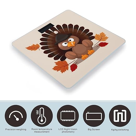 Maple Leaf Dark Brown TurkeyScale for Body Weight with LCD High Precision Weighing Scales Fashion Sturdy Tempered Glass Weight Scales Easy-to-Read Digital Bathroom Scale for Daily 400lb