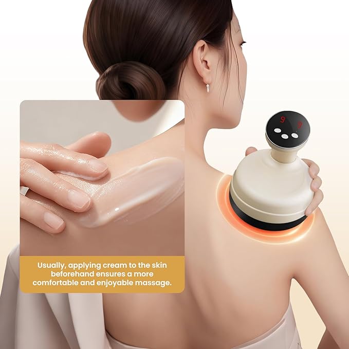 Electric Body Massager for Relaxation Gentle Vibration &amp Warming Massage with Smooth Edge Glide Design for Legs Arms &amp Abdomen Home Wellness Tool White/Beige