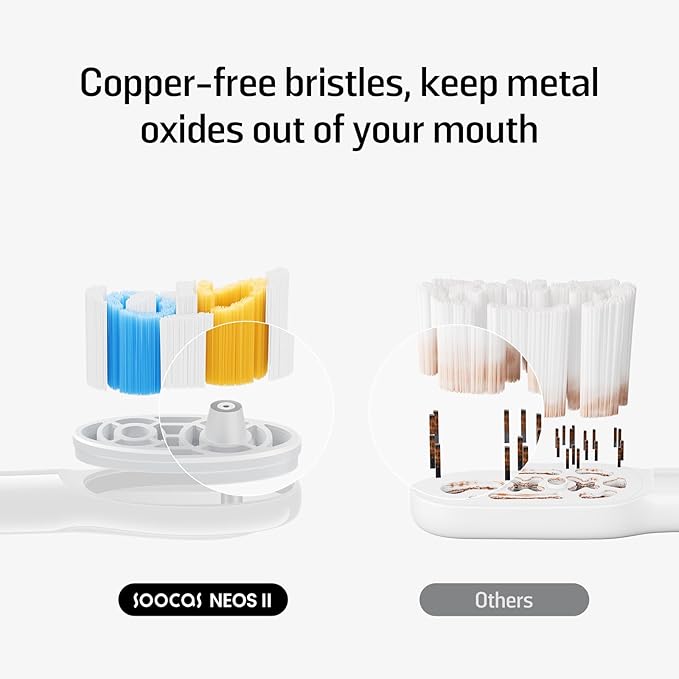 Soocas Multiclean Classic Clean Electric Toothbrush Replacement Heads Compatible with Both NEOS II and NEOS II Ultra 2 Brush Heads Pearl White