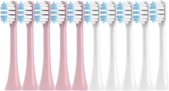 10PCS Replacement Toothbrushes Head Compatible for SOOCAS X3/X3 Pro/X1/V1/V2/D3/X3U/X5 Soft Sonic Electric Brush Clean Nozzles(5White5Pink)