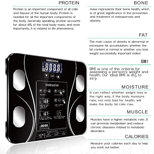 Scales for Body WeightSmart LCD Display Accurate USB Rechargeable Digital Bathroom Scales for Fat PercentageMuscle MassBmiBody Fat13 Body Composition Analyzer Sync with Fitness App