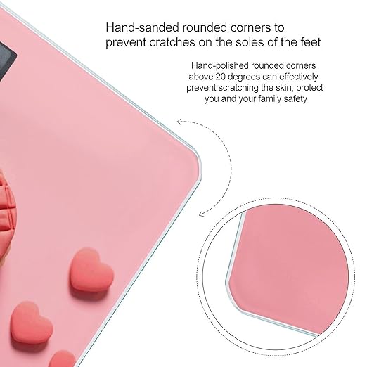 Heart Shaped Food Scale for Body Weight Anti-Slip Sturdy Tempered Glass Weighing Machine Highly Digital Accurate Bright LCD Bathroom Scale for Household Gift