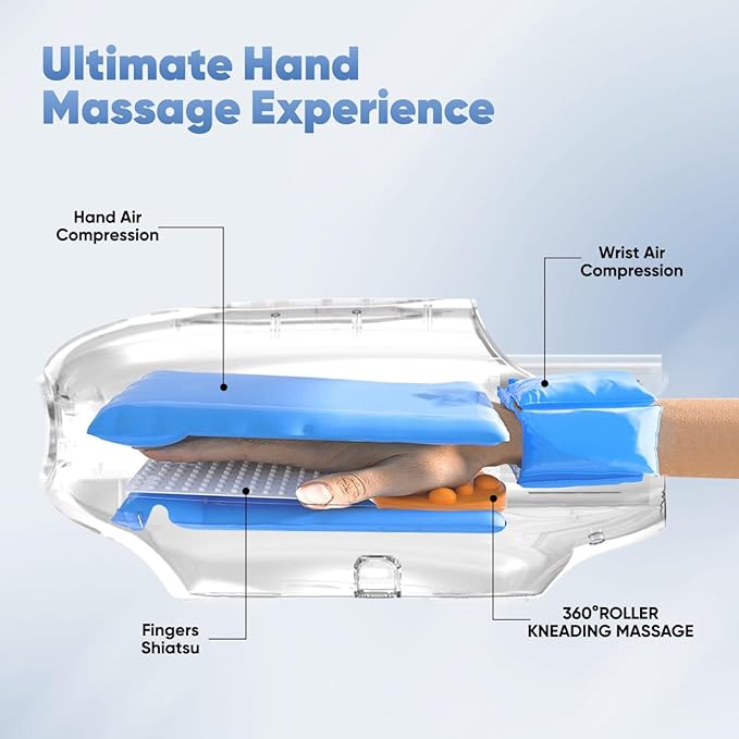belhope Hand Massager with 9 Modes and 4 Heating for Hot and Cold Therapy Wrist Massager for Arthritis and Carpal Tunnel Relief Hand Massager with Heat and Compression Gifts for Mother White