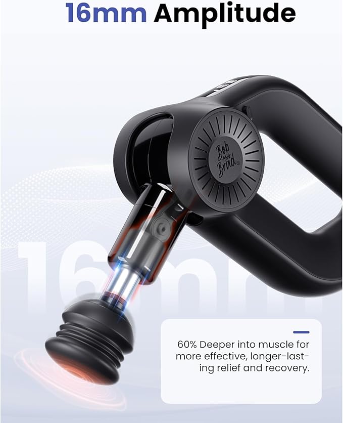 BOB AND BRAD D6 Pro Plus Massage Gun with Heat Deep Tissue Percussion with 16mm Amplitude Professional Muscle Massager Gun for Athletes Quiet Electric Handheld Massager