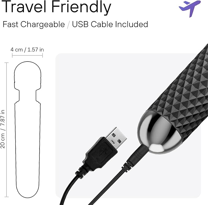 bed geek Handheld Cordless Personal Wand Massager – Waterproof USB Rechargeable 20 Vibration Patterns 8 Speeds Memory Feature Skin-Soft Silicone for Ultimate Relaxation Tool (Black)
