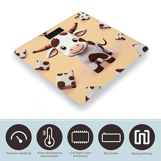 Cute Cow Bathroom ScaleHighly Accurate Digital Weighing Machine for People Bright LED Display Weight Scale for The Aldult Home Use