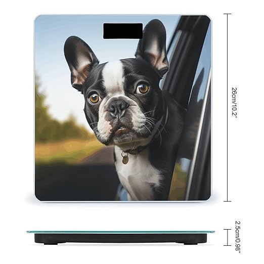 Puppy Dog Boston Terrier Bathroom Scale Rounded Smart Scale for Body Weight Automatic Power On/Off Weight Scales Accurate Bathroom Digital Scales for Pet Home Bedroom Kitchen
