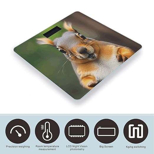 Squirrel Funny Animal Smart Scale for Body Weight Accurate Bathroom Scale with LED Display Digital Weight Scales Weighing Machine High Precision Scales for Bath Home