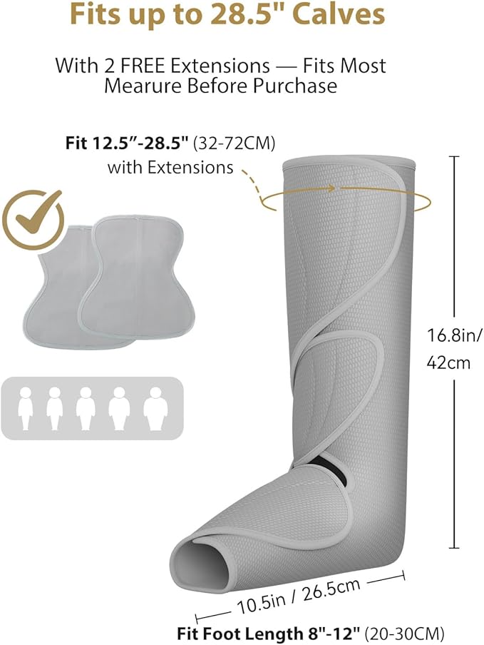 FIT KING Air Compression Leg Massager Pneumatic Compression Boots for Circulation &amp Pain Relief Swelling Edema RLS - Foot and Calf Massager Gift for Mom Wife