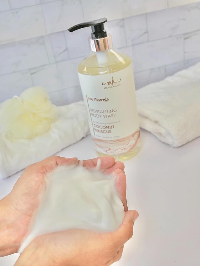 Manna Kadar Beauty Dead Sea Minerals Revitalizing Body Wash Coconut Hibiscus - Clean Soothe Revitalizes Rejuvenates Skin Hydrates Shower Gel