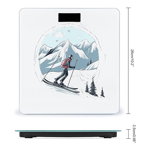Skiing Theme Weight Scale Digital Electronic Scales Bathroom Scale Larg LCD Backlight Display High Precisio MeasurementsTempered Glass