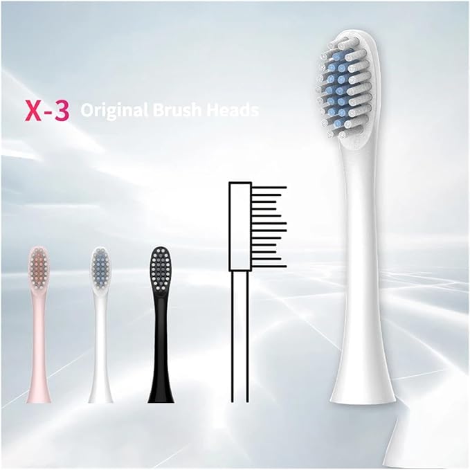 4pcs Replacement Toothbrush Heads Compatible for X-3 X-2 Sonic Electric Travel Box Tooth Brush Holder(Ivory)