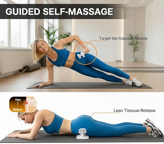 Hip Hook Psoas Release Tool Fully Adjustable Hip Hook for Iliacus and Hip Flexor Deep Tissue Massage Tool Precise Trigger Point Pressure Muscle Tension Release Lower Back Tightness and Sciatica