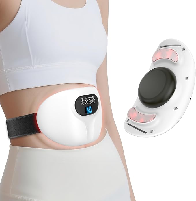 3-in-1 Electric Abdominal Massager with Heating Pad Stomach Massage for Digestion Support Hot Stone Heating Pad with Vibration Rechargeable Belly Massager for Abdominal Comfort Relaxing