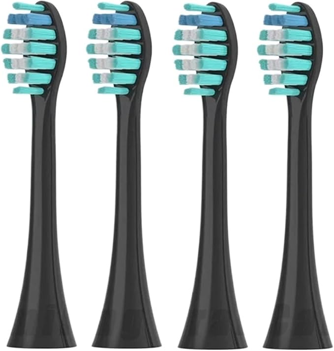 Compatible for Sonicool Electric Toothbrush Head 051B Cleaning Replacement Bristle Brush Heads Nozzles(4PCS Black)
