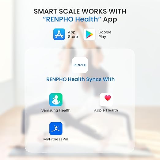 RENPHO Smart Scale for Body Weight Type-C Rechargeable Digital Bathroom Scale Electronic 13 Body Composition Monitor with Smartphone App 400 lbs Black Elis 1 (11 inch)
