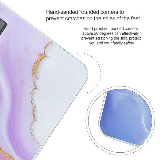 Smart Scale for Body Weight Automatic Switch Digital Bathroom Weighing Scale Purple Gold Marble
