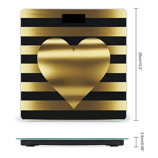 Gold Heart Stripe Scale for Body Weight Accurate Digital Bathroom Scale Toughened Glass High Precision Scales Smart Weight Scales with Large LCD Backlight Display Weighing Machine