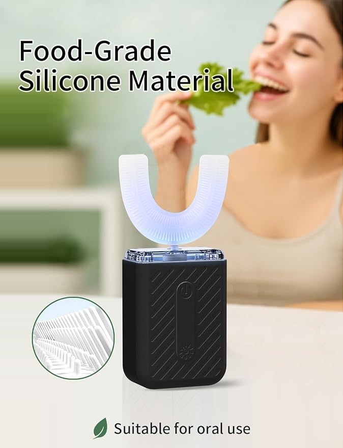 U-Shaped Electric Toothbrush for Adults Electric Toothbrush with IPX7 Waterproof Black