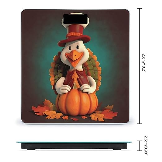 Happy Thanksgiving Turkey Bathroom Scale Weight Scale for Body WeightHighly Accurate Digital Weighing Machine Clear LED Display Digital Bathroom Body Scale 400lb/182kg