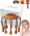 Head Massager Official Anti-Stress Massager for Migraines with 5 Modes &amp 3 Levels Adjustable 360° Cordless Touch Scalp Massager for Stress Relax &amp Sleep Aid (Orange 10Heads)