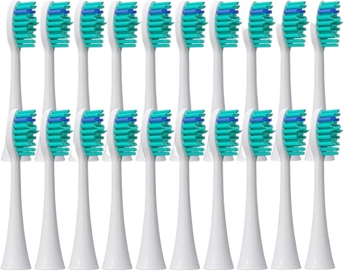 Brush Heads Compatible for with Philips Sonicare Tips Soft Dupont Nozzles Vacuum Sealed Packaged Hx3/6/8/9 Series General(20pcs Bluegreen)
