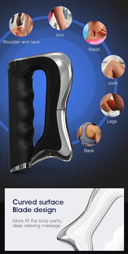 New Electric Fascia Knife Household Fascia Scraping Knife Micro-Current Muscle Relaxation Massager Heating Massager Electric Massager Medical Scraping Knife (Black)