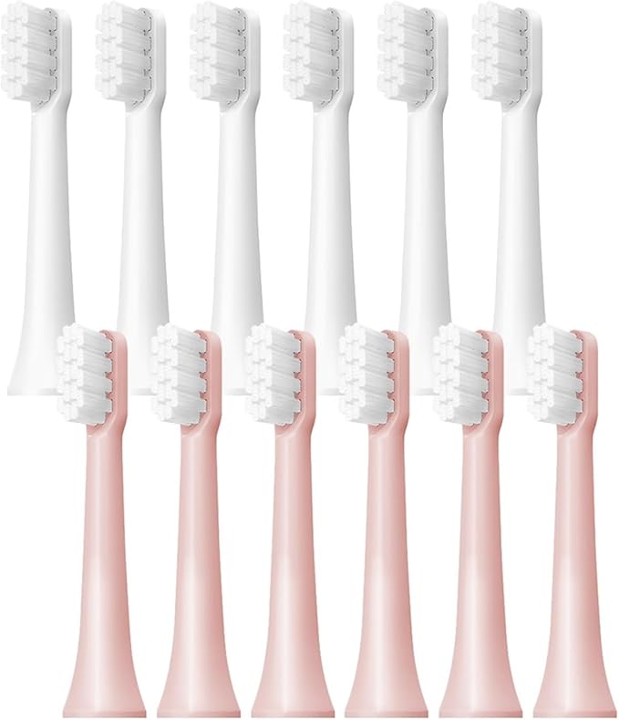6/12Pcs Replacement Brush HeadsCompatibility for XIAOMI MIJIA T100 Mes603 Electric Toothbrush Vacuum Soft Bristle Suitable Nozzles(T100-WH-12PCS)
