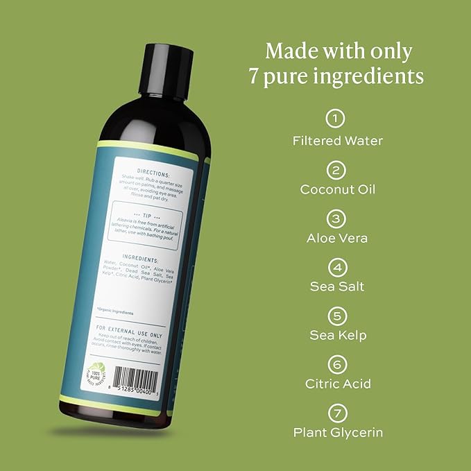 Aleavia Body Cleanse – Organic &amp All-Natural Prebiotic Body Wash – Fragrance-free and Sulfate-Free Enzymatic Body Cleanser – 16 Oz.