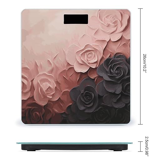 Rose Color Blush and Black Scale for Body Weight Sturdy Tempered Glass Weighing Scales with LCD Display Accurate Digital Bathroom Scale Convenient Body Fat Smart Scales 400lb