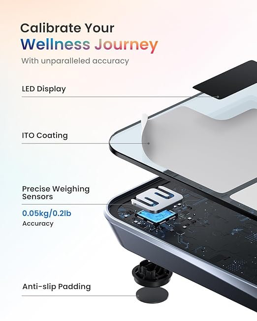 RENPHO Smart Body Fat Scale with Light Fitness Equipment with RGB Lighting Rechargeable Scale with BMI Body Fat Muscle Mass Color Changing with Weight Variation Elis Chroma