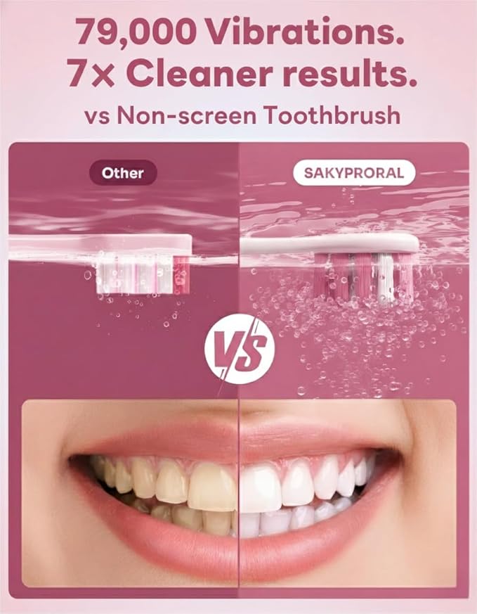 AI Electric Toothbrush with Smart Display | 150-Day Rechargeable Toothbrush Real-Time Map (G5S Pink and Blue Set)