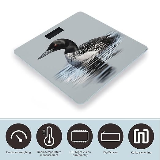 Loon Nature BirdScale for Body Weight with LCD High Precision Weighing Scales Fashion Sturdy Tempered Glass Weight Scales Easy-to-Read Digital Bathroom Scale for Daily 400lb