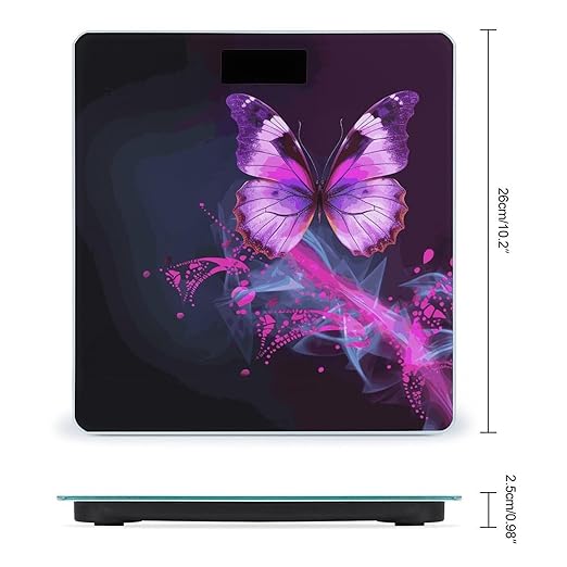 Pink Purple Butterfly Weight Scale Digital Electronic Scales Bathroom Scale Larg LCD Backlight Display High Precision MeasurementsTempered Glass