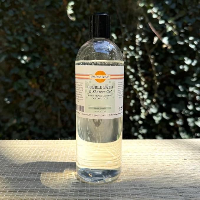 The Soap Opera Bubble Bath and Shower Gel with Coconut Oil Cleansers Skin-Softening Custom Scents (16fl oz 473 mL)
