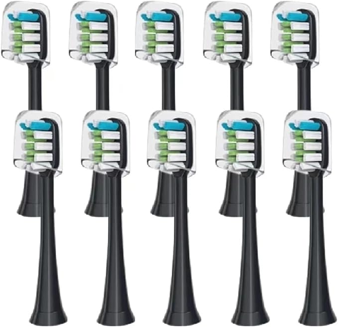 Compatible for 10pcs Replacement Brush Heads for SOOCAS X3 X5 V1 X3U Soft Bristle Electric Toothbrush Sealed Packed(5White 5Black)