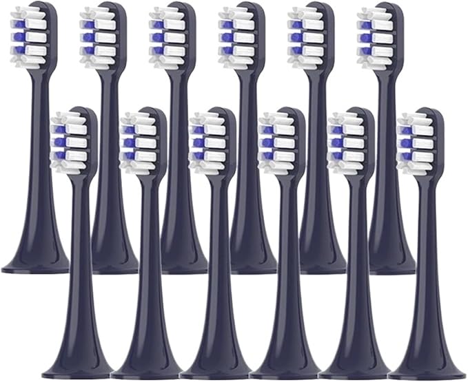 Compatible for T300/T500/T500C/T700 Replacement Toothbrush Heads(Black-12pcs)