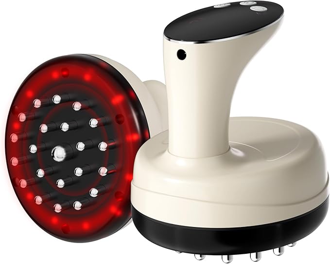 Electric Body Massager for Relaxation Gentle Vibration &amp Warming Massage with Smooth Edge Glide Design for Legs Arms &amp Abdomen Home Wellness Tool White/Beige