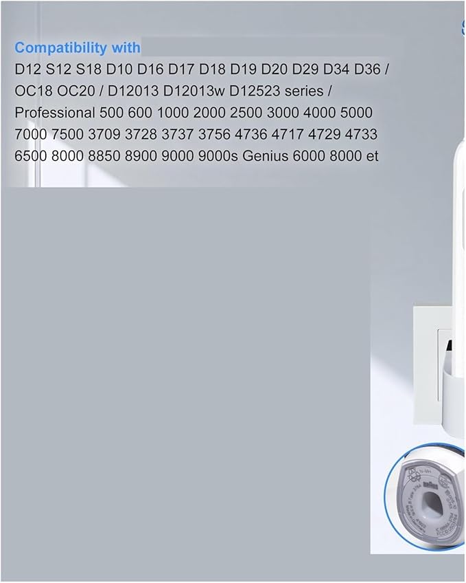 Compatible for Oral B Toothbrush Charger Replacement Fits Pro 300/400/500 Smart Series 2-in-1 Cordless/Wall Base IPX7 Waterproof(White R)