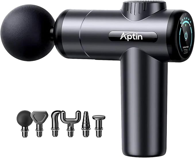 Portable Deep Tissue Muscle Massage Gun – 99-Speed Handheld Percussion Massager with LCD Display Quiet Motor 6 Heads &amp Carrying Case – Rechargeable Body Relaxation Tool for Active Lifestyles